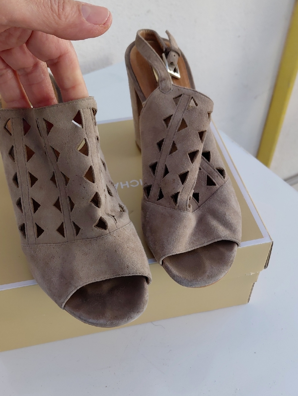 Halogen Size 7.5  Suede Slingback Peep-Toe Heels